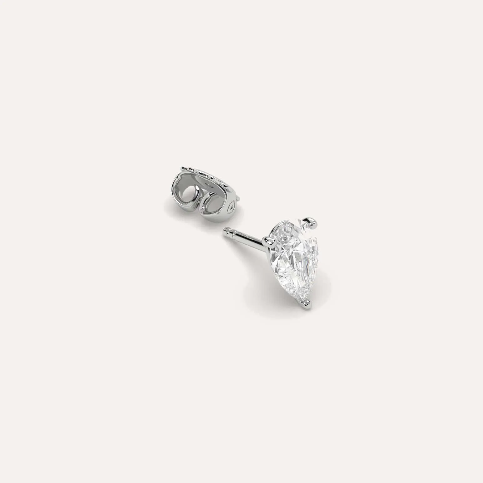 1 1/2 carat Single Pear Diamond Stud Earring