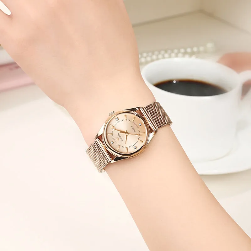 2022 Wwoor Fashion Classic Ladies Watch Luxury Diamond Rose Gold Women Bracelet Watch Elegant Dress