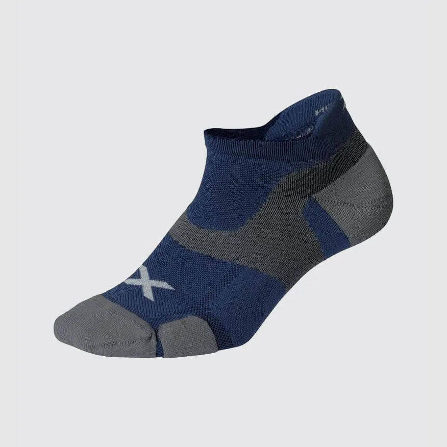 2XU - Vectr Cushion No Show Compression Socks - Blue Steel/Grey