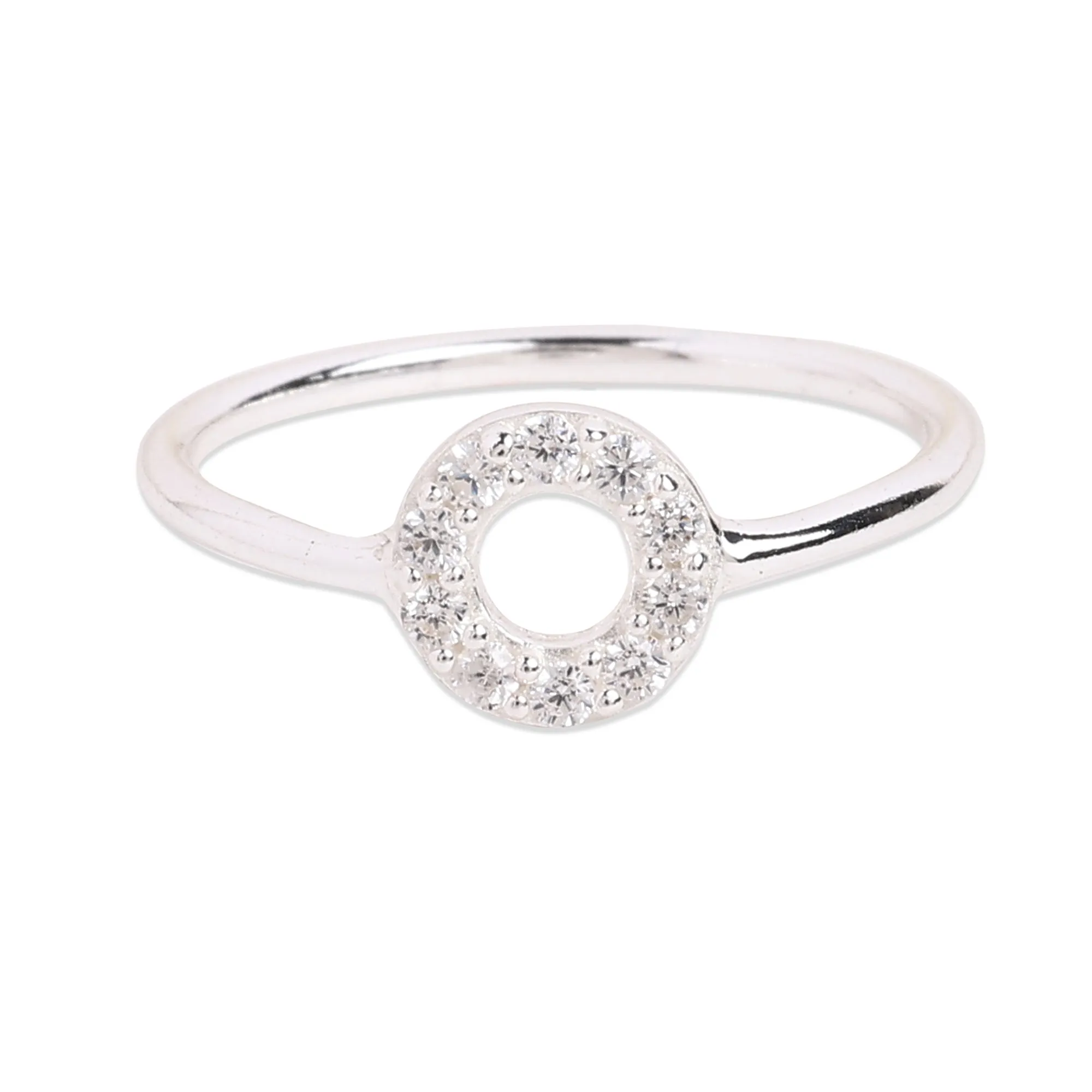 925 Pure Sterling Silver Sparkle Circle Ring For Women-Small