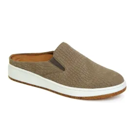 Womens Aetrex Sasha Croc Pattern Slip-On Shoes in Taupe