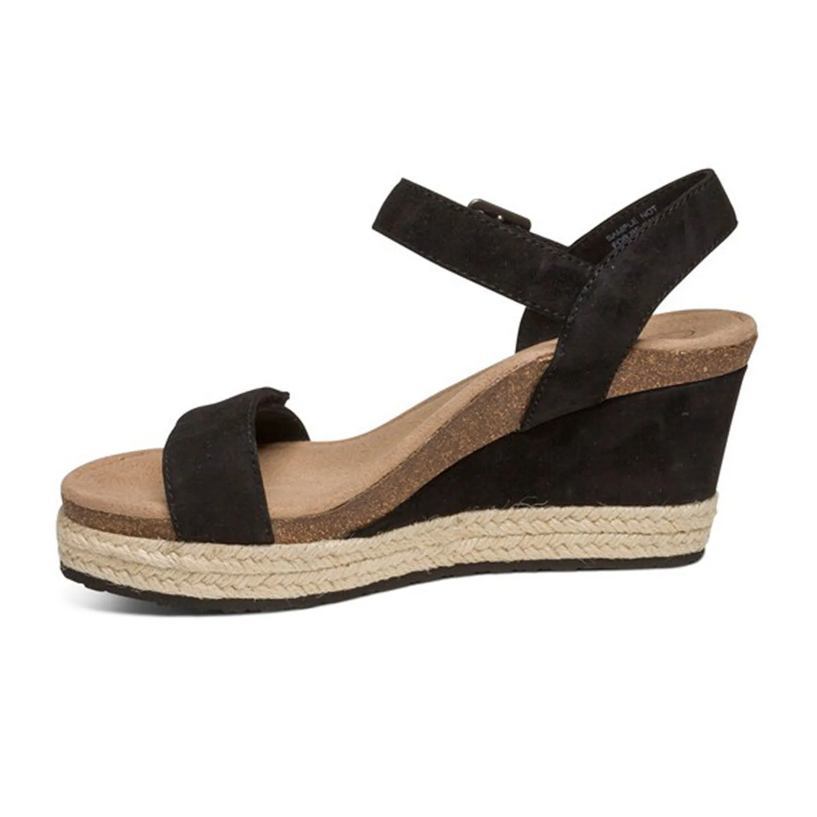 Aetrex Sydney Wedge Sandal (Women) - Black Suede