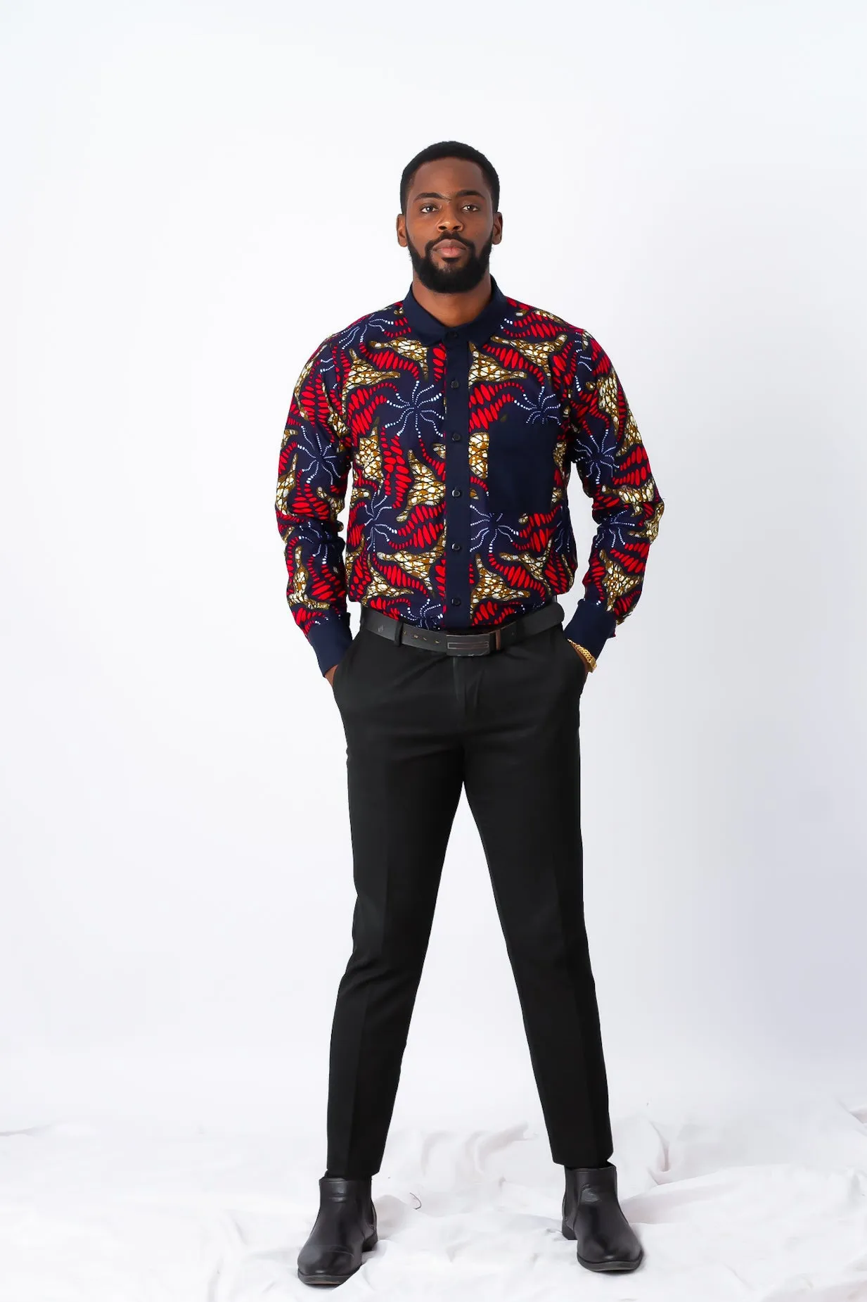 African Print Long Sleeve Shirt for Men - Maximus