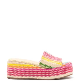 Alex Flatform Mule In Rainbow Raffia