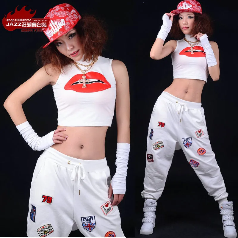 Appliques Retro Hip Hop Dance Loose Harem Pants