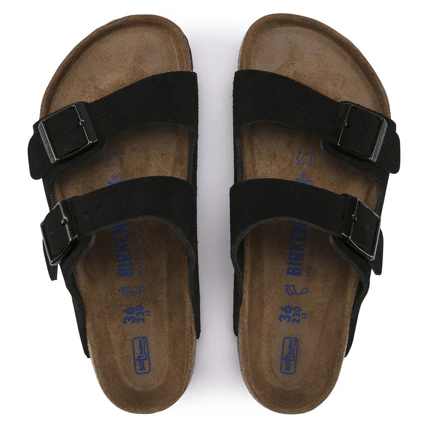 Arizona Soft Footbed Sandal in Black Suede