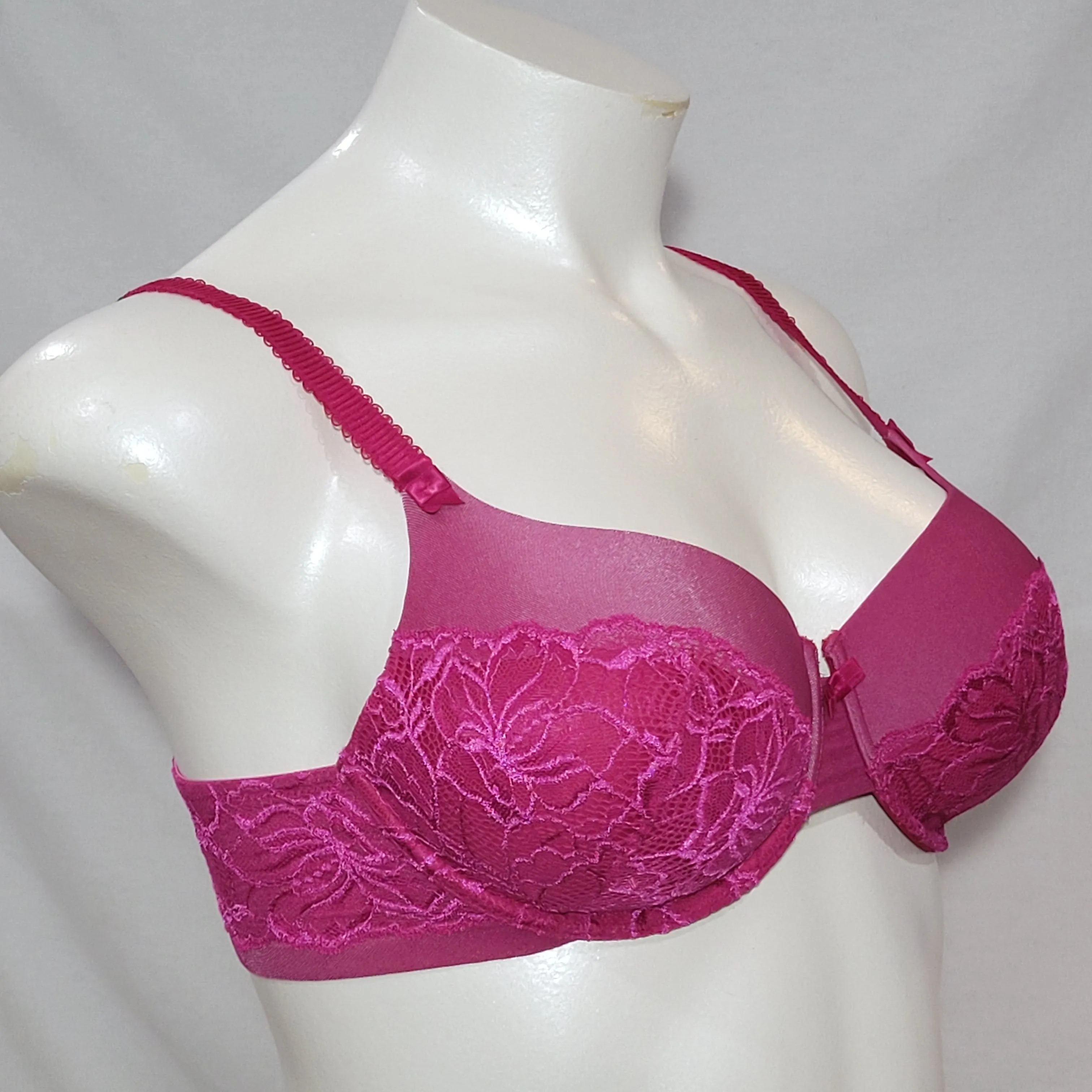 Bali 6542 Lace Desire Foam Underwire Bra 34C Gala Rose Pink NWT