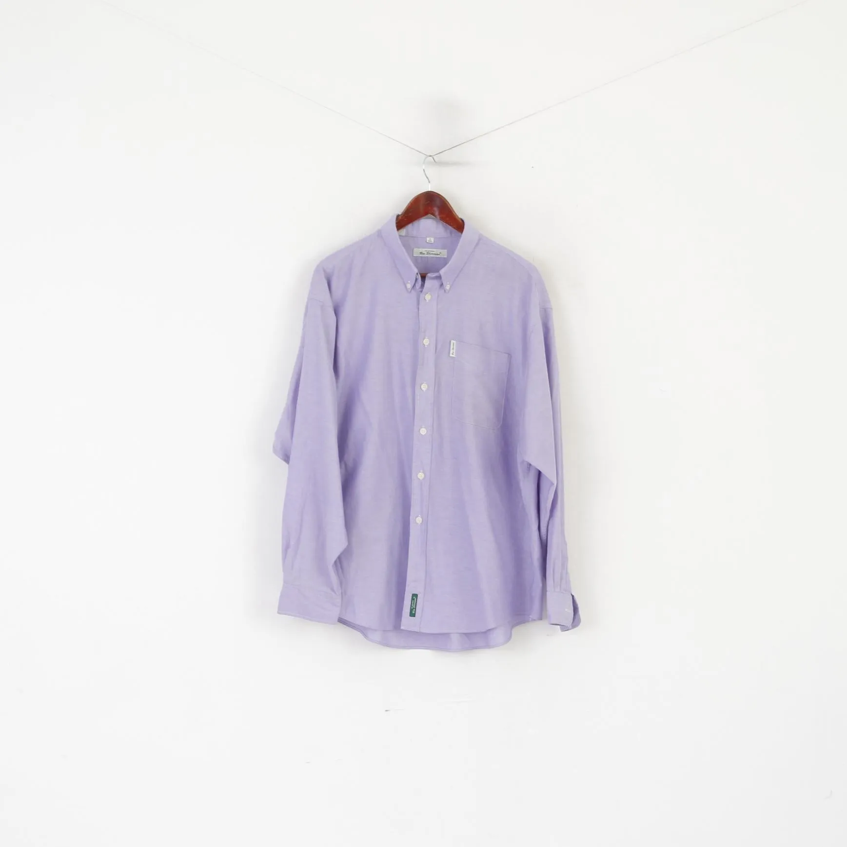 Ben Sherman Men XXL Casual Shirt Purple Cotton Detailed Buttons Long Sleeve Top