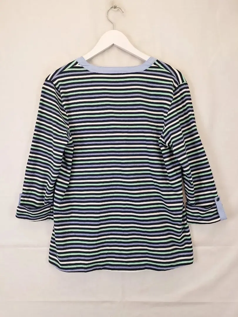 Black Pepper Seafoam Stripe Everyday Casual Top Size 14