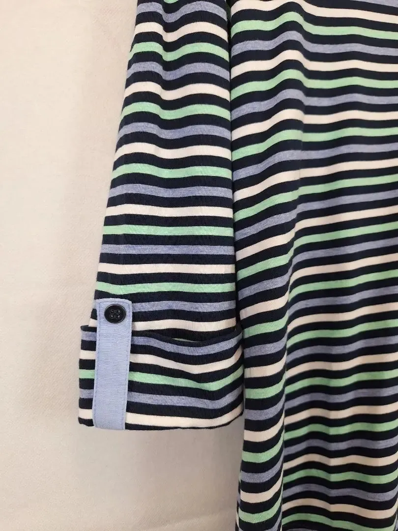 Black Pepper Seafoam Stripe Everyday Casual Top Size 14