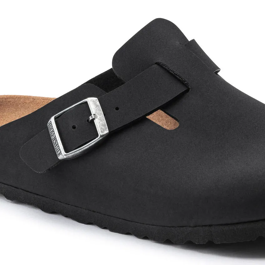 Boston Vegan Buckle Birko-Flor Mule in Black