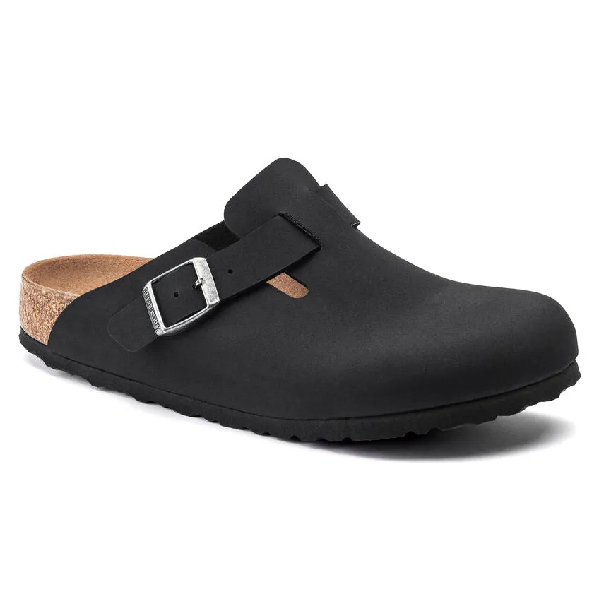 Boston Vegan Buckle Birko-Flor Mule in Black