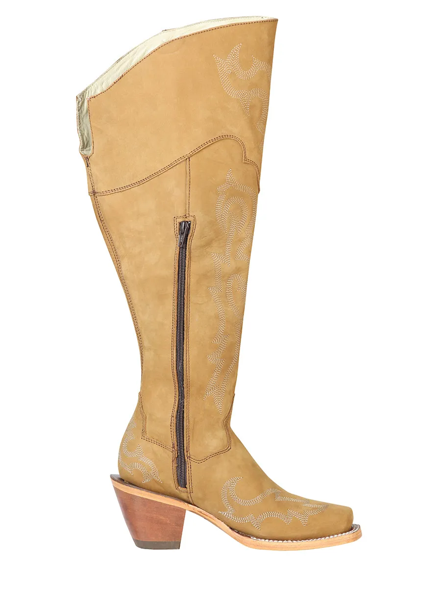 Botas Vaqueras Altas de Piel Nobuck para Mujer 'El General' - ID: 43918