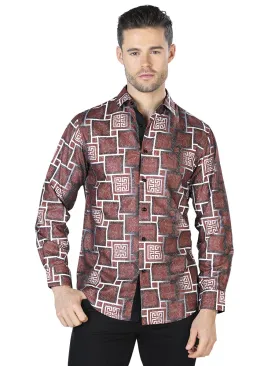 Camisa Casual Manga Larga Estampada Cafe para Hombre 'El Señor de los Cielos' - ID: 44006