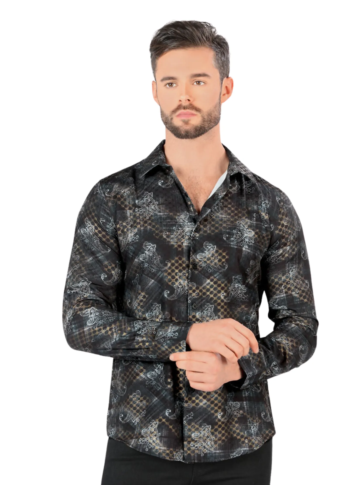 Camisa Casual Manga Larga Estampada para Hombre 'Montero' - ID: 0434