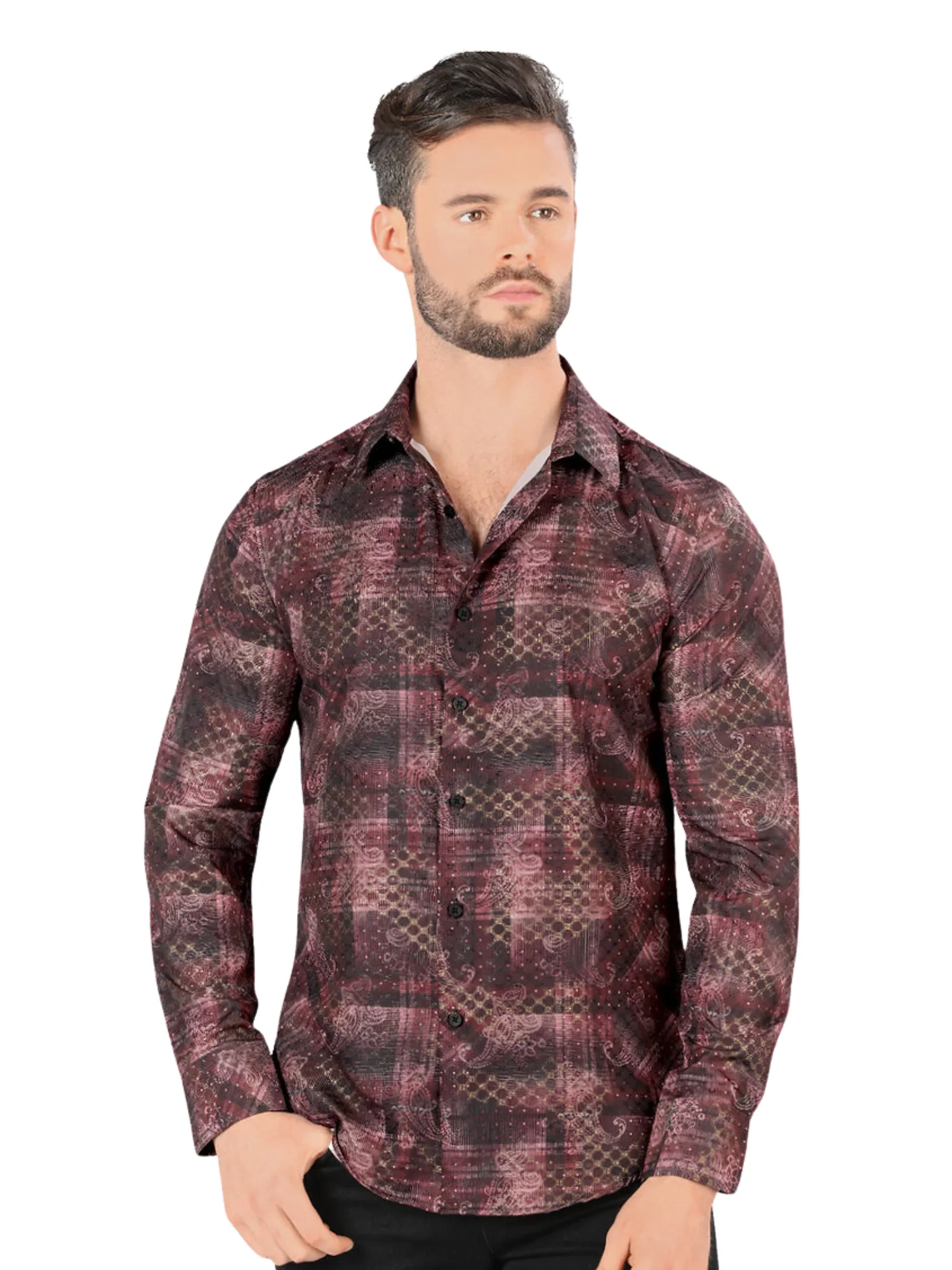 Camisa Casual Manga Larga Estampada para Hombre 'Montero' - ID: 0434