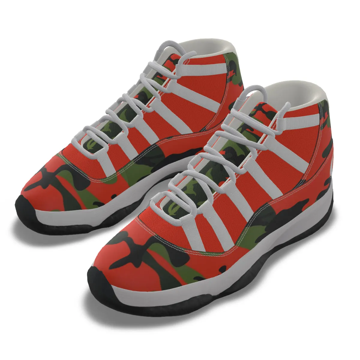 CAMOUFLAGE KAKI Men's High Top Basketball Shoes