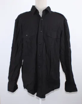 CHAPS BLACK DRESS SHIRT MENS MEDIUM EUC