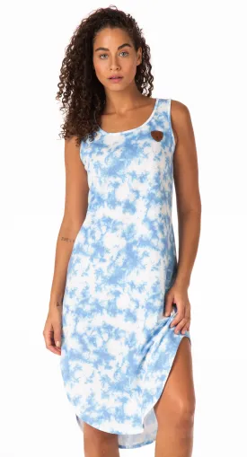 Cheska Baby Blue Jay Cloud Tie-Dye Dress