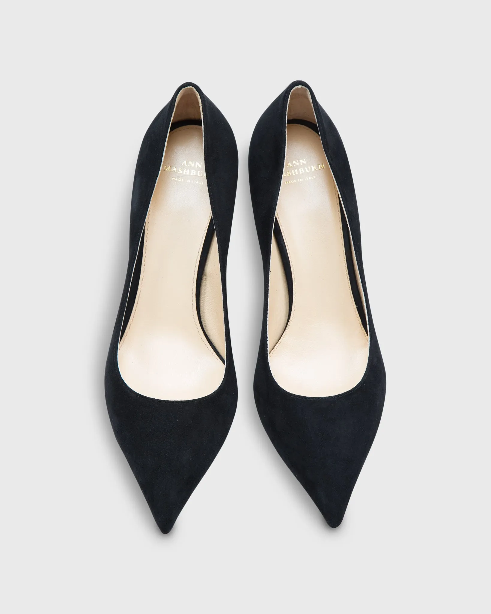 Classic Pointed-Toe Pump in Black Suede