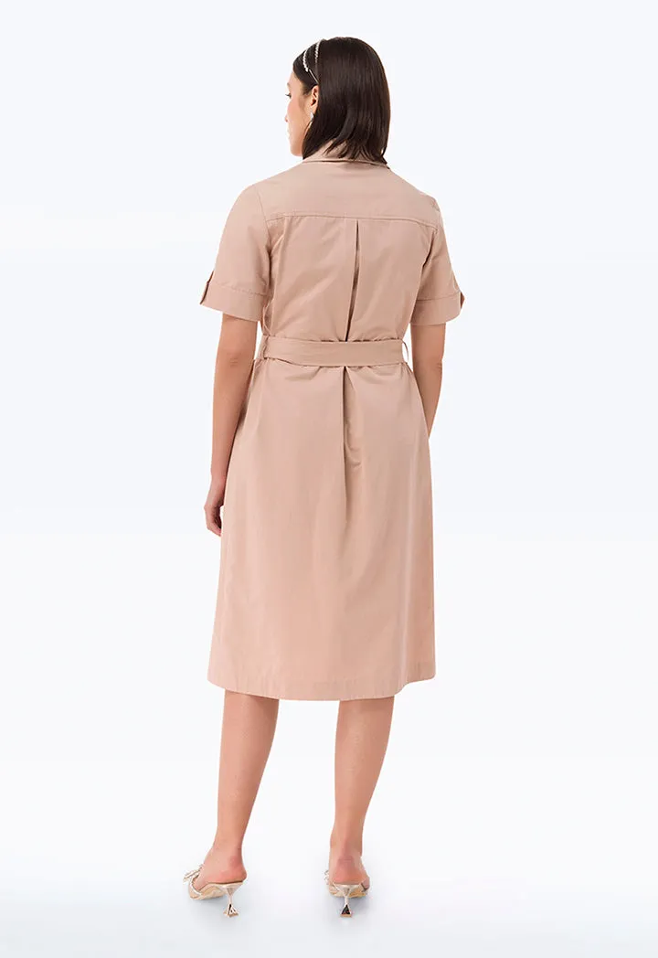 Classic Twill Solid Shirt Dress