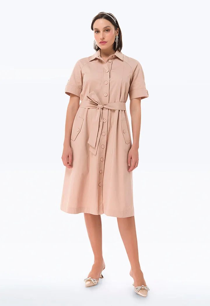 Classic Twill Solid Shirt Dress