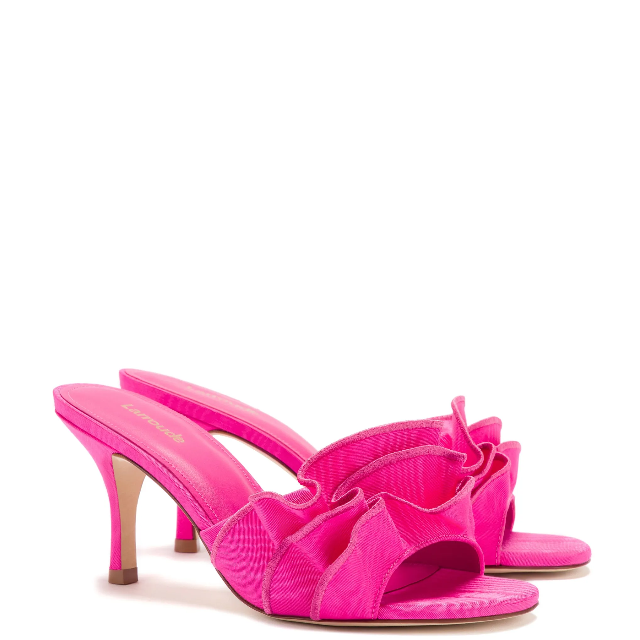 Colette Ruffle Sandal In Magenta Fabric