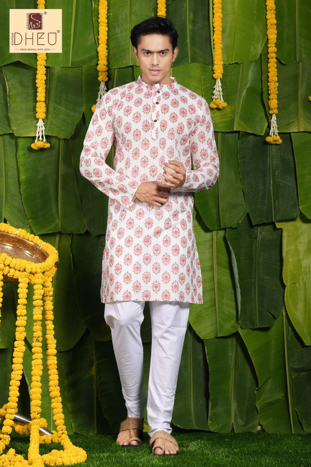 Dheu Designer Floral Printed Men's Kurta