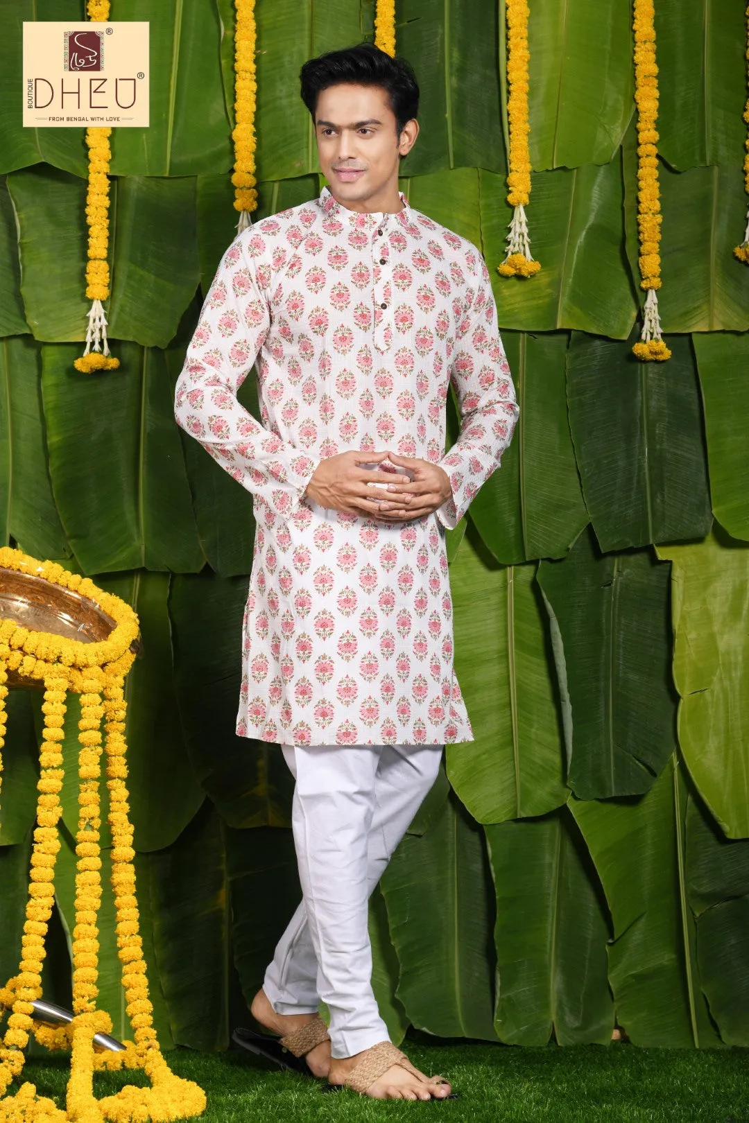 Dheu Designer Floral Printed Men's Kurta