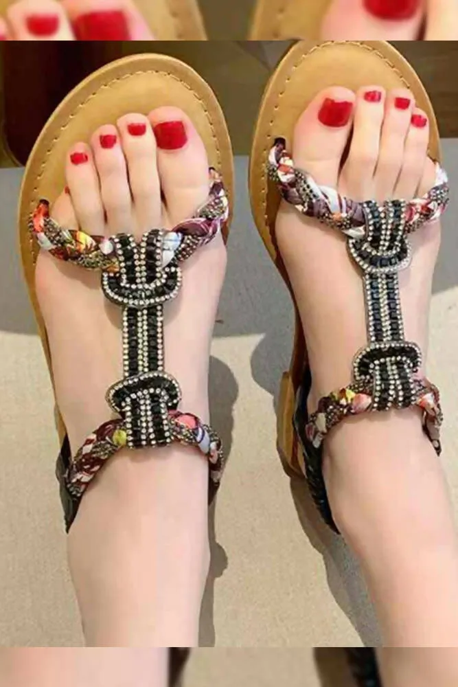 Diamante Multi Braided Flat Sandal