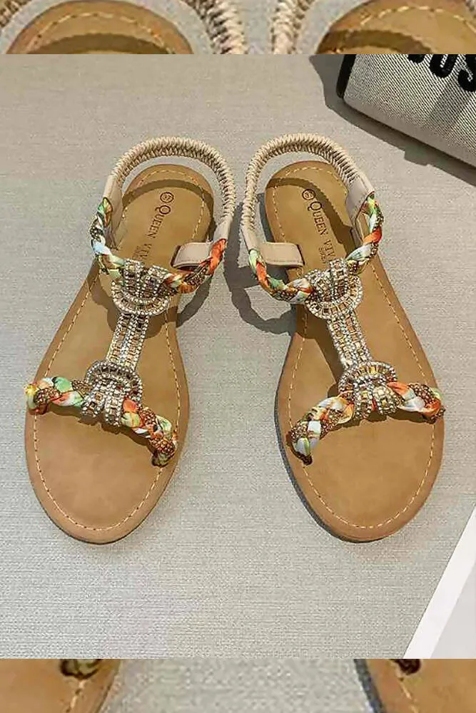 Diamante Multi Braided Flat Sandal