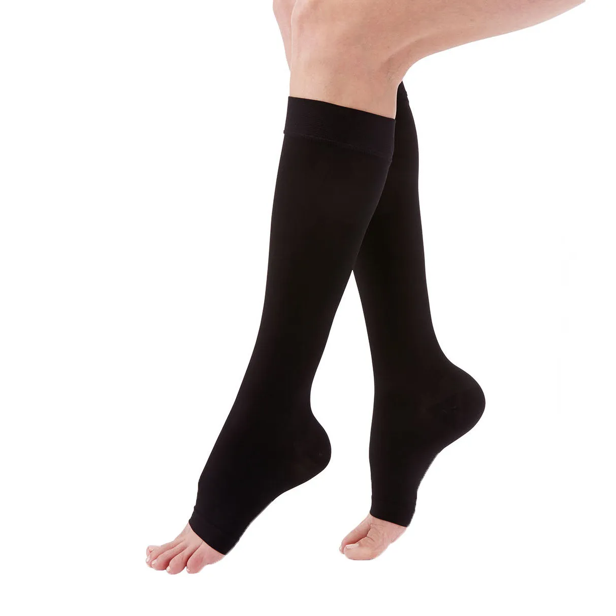 Duomed Advantage Soft Opaque Open Toe Knee Highs - 30-40 mmHg