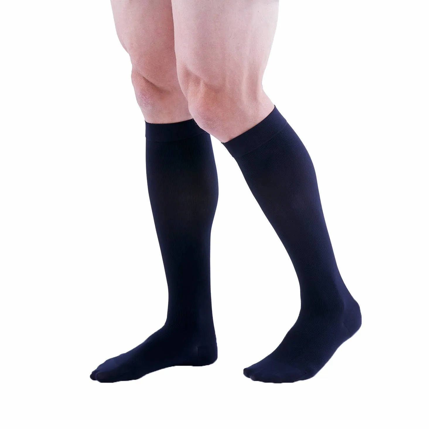 Duomed Patriot Men's Ribbed Closed Toe Knee High Socks - 20-30 mmHg