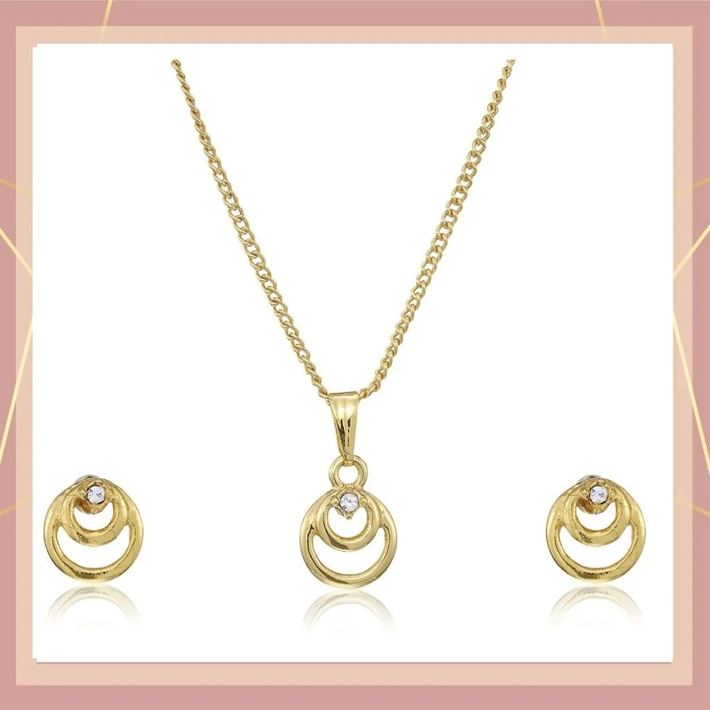 Estele 24 KT Gold Plated Spiral Diamante Pendant Set for Women / Girls