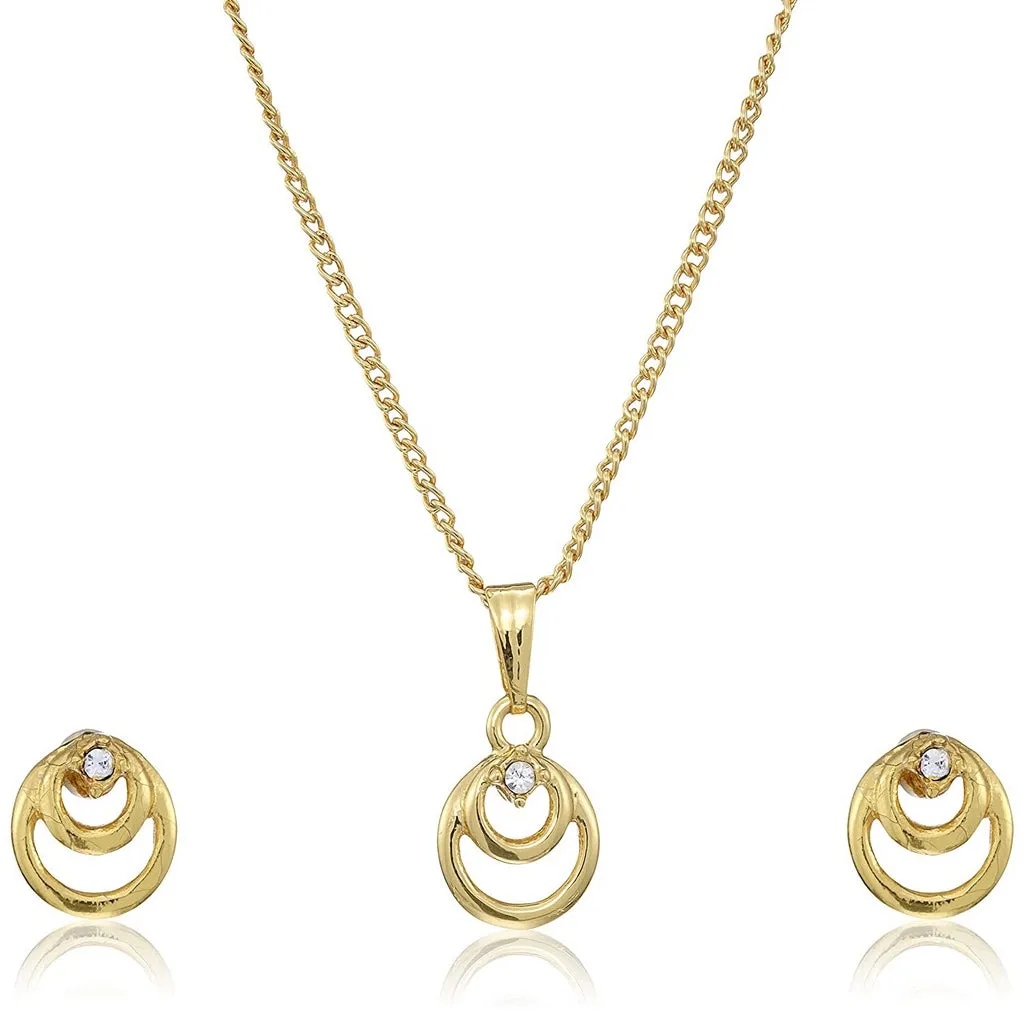 Estele 24 KT Gold Plated Spiral Diamante Pendant Set for Women / Girls