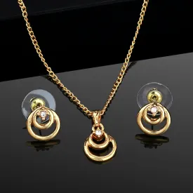 Estele 24 KT Gold Plated Spiral Diamante Pendant Set for Women / Girls