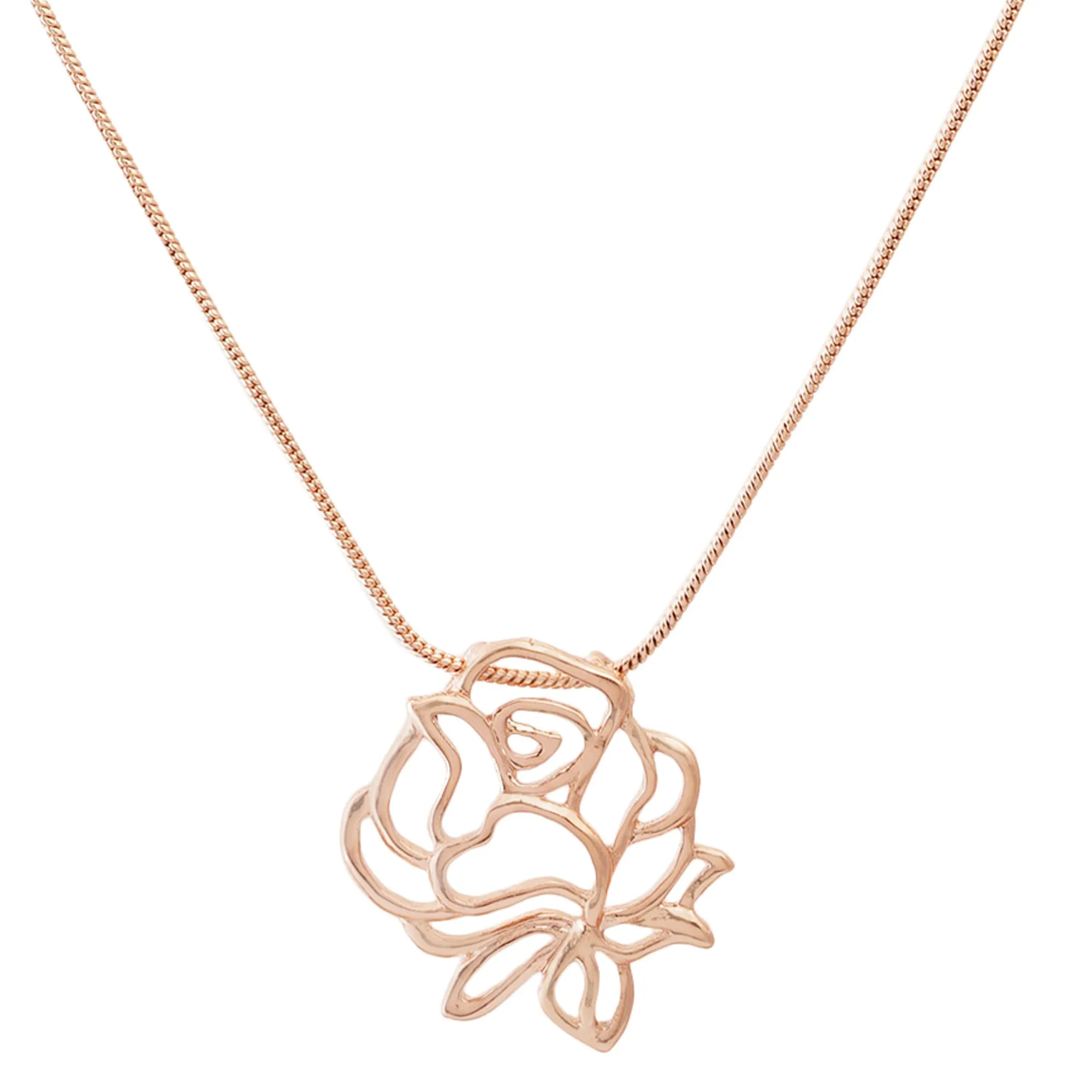 Estele - 24 Kt Rose Gold Plated FLOWER Pendant Set for women