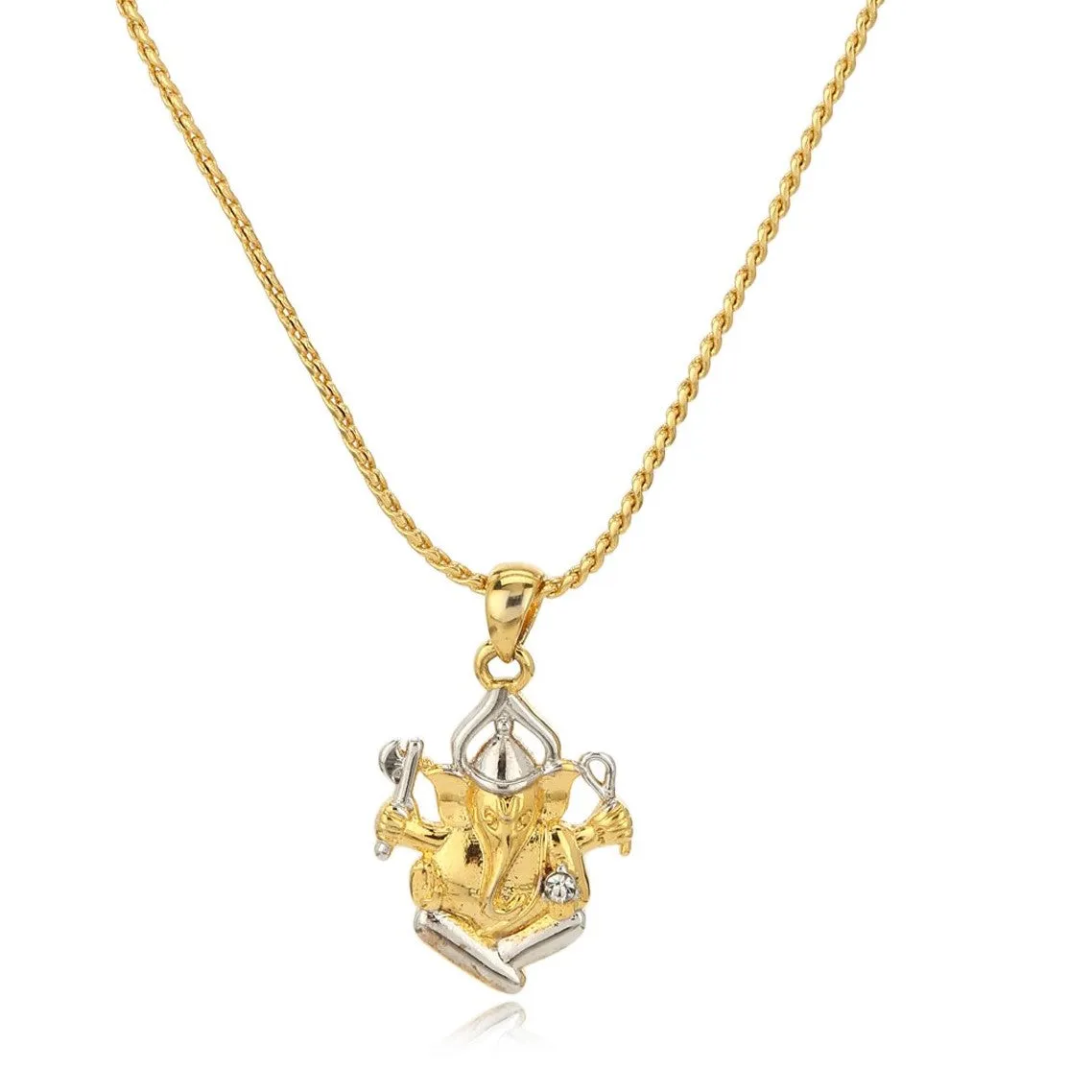 Estele Gold & Silver Plated Lord Ganesh Pendant with Chain for Women / Girls