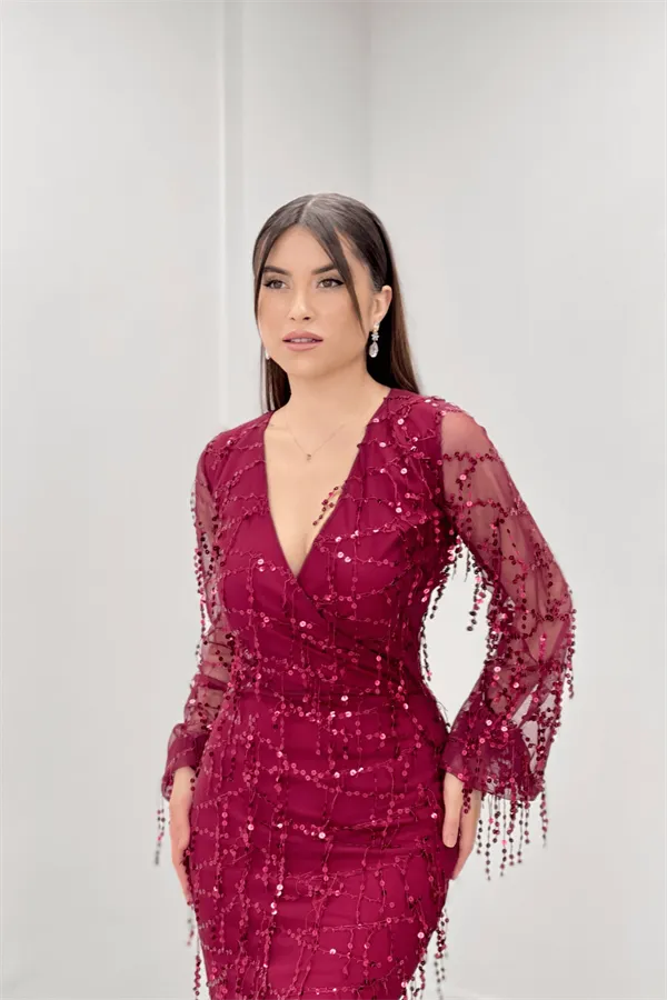 Elegant Burgundy Dress - Premium Design