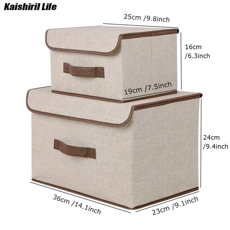 Foldable Fabric Box Large Organizer Shelf With Cover