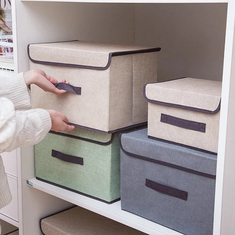 Foldable Fabric Box Large Organizer Shelf With Cover