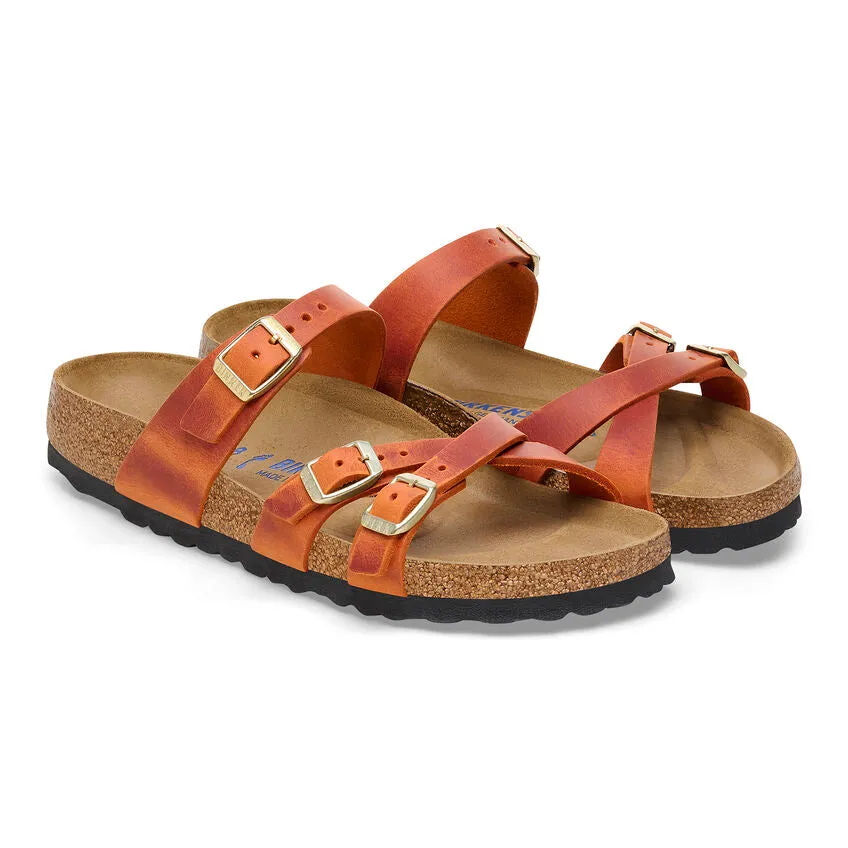 Franca Oiled Leather Classic Footbed in Burnt Orange