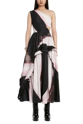 Graphic Brushstroke Slashed Dress