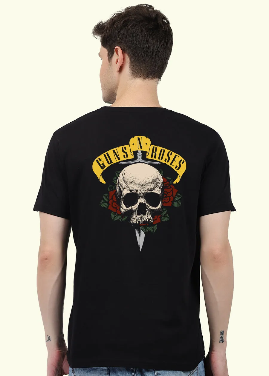 Guns N Roses Men Regular Fit Black Half Sleeve T-Shirt