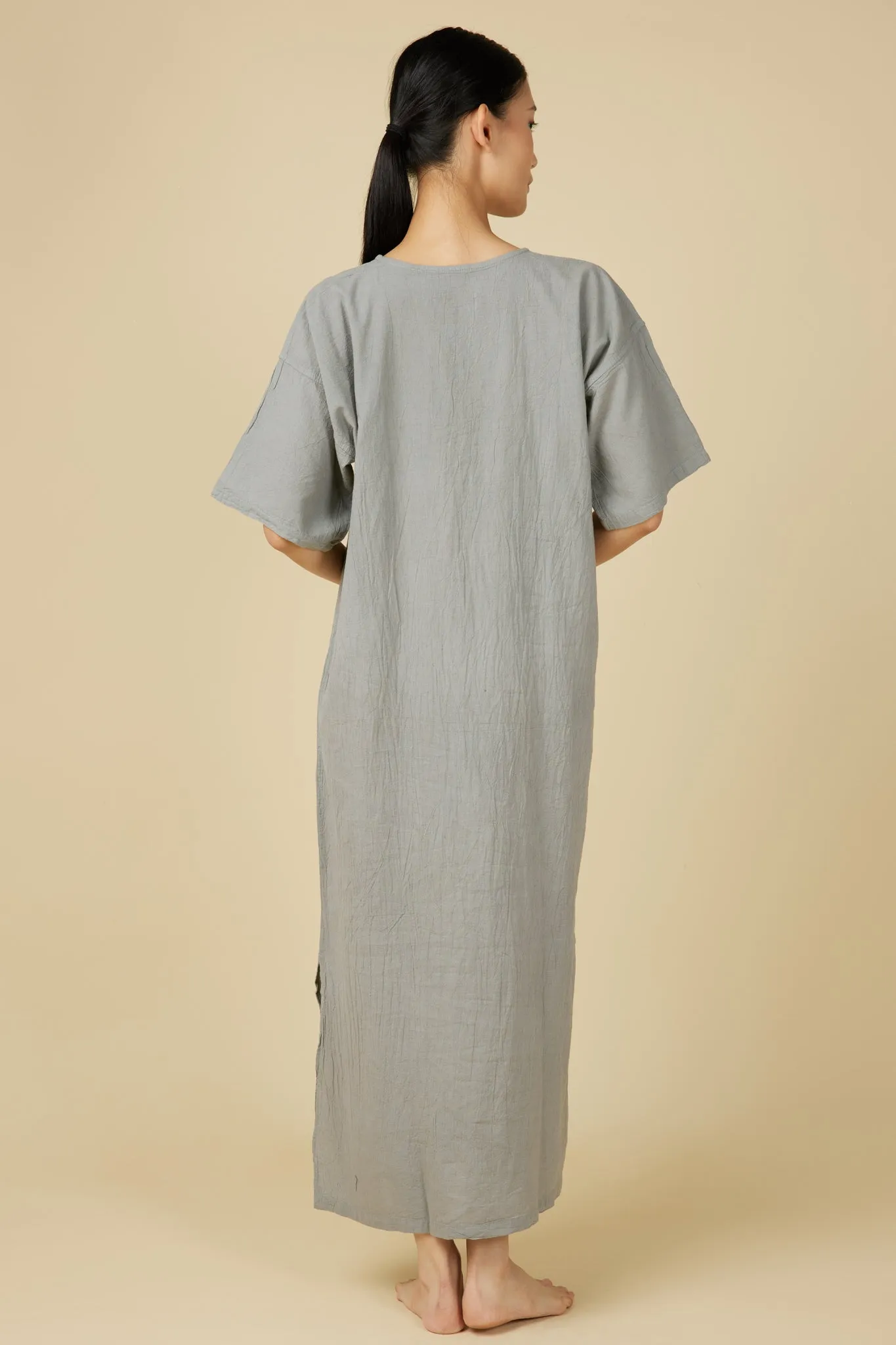 Hand Dyed Short Sleeve Dress in Light Grey