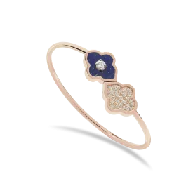 LUCE COLOUR - BRACELET FLEX TOI ET MOI ROSE GOLD PAVE LAPIS LAZULI & 1 DIAMOND