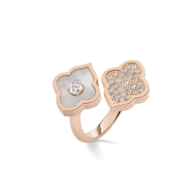 LUCE COLOUR - RING TOI ET MOI ROSE GOLD PAVE MOTHER OF PEARL & 1 DIAMOND