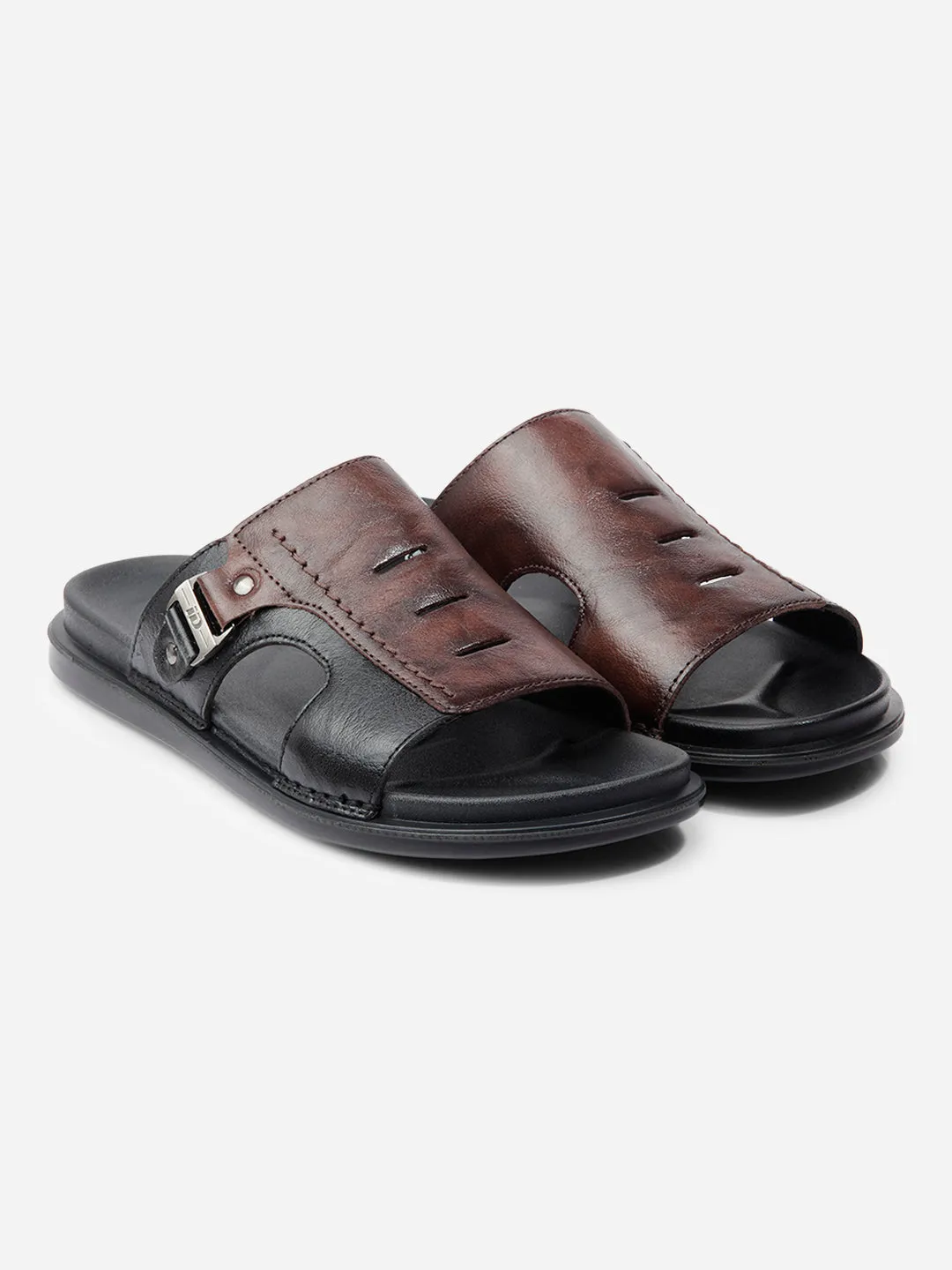 Men Black/Brown Sandal / Slipper (ID4222)