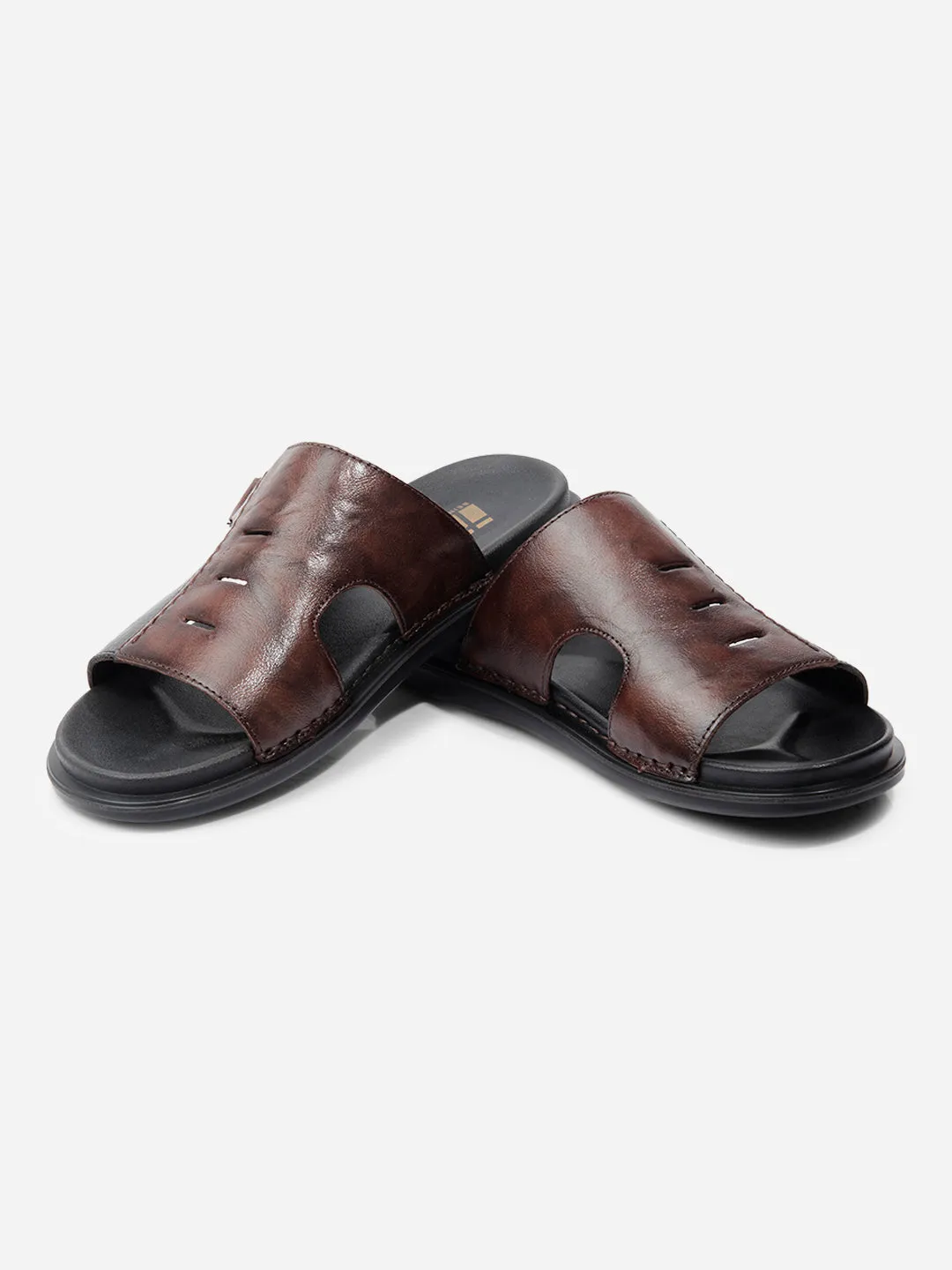 Men Black/Brown Sandal / Slipper (ID4222)