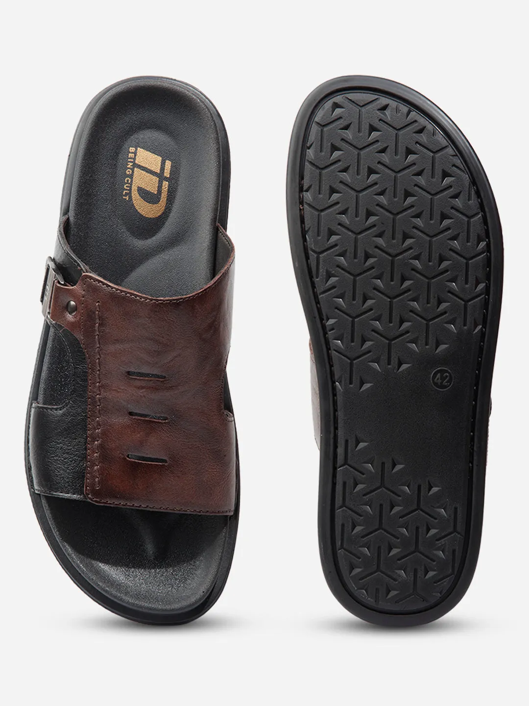 Men Black/Brown Sandal / Slipper (ID4222)